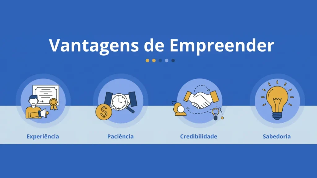 Infográfico mostrando vantagens de empreendedores maduros em negócios digitais