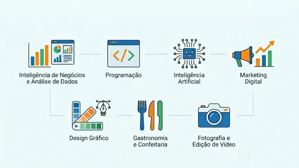 Áreas promissoras de cursos online para mudança de profissão aos 40+