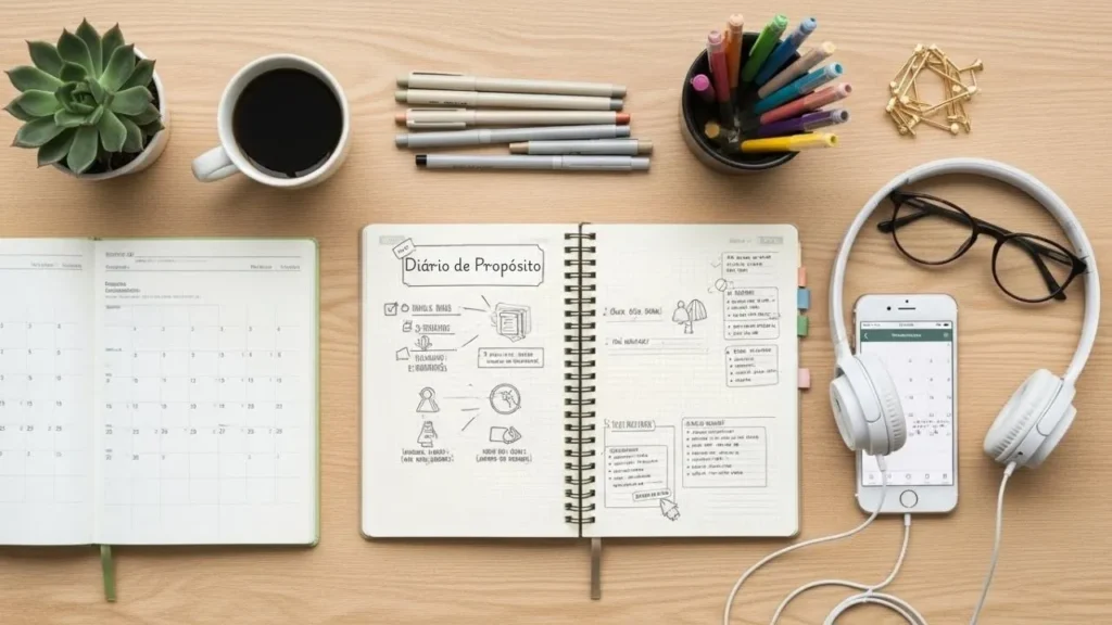 Ferramentas práticas de planejamento diário para cultivar propósito e autoconhecimento aos 40