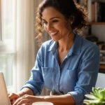 Profissional de 45 anos trabalhando em casa no computador - profissões em alta para quem tem 40 anos