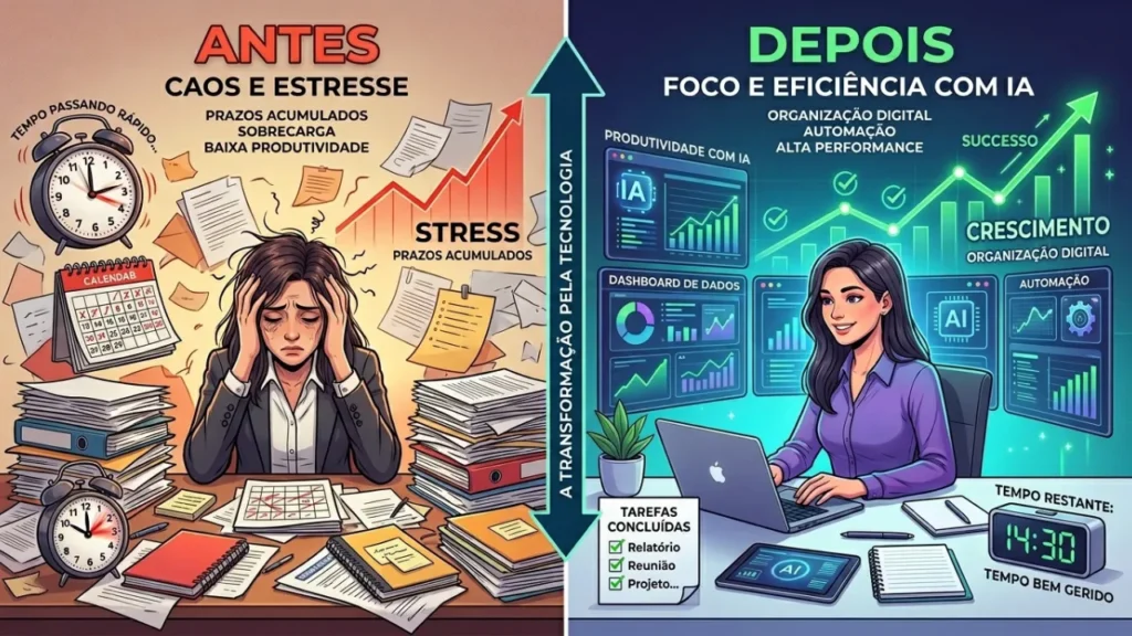 Transformação de produtividade usando ferramentas de inteligência artificial no trabalho