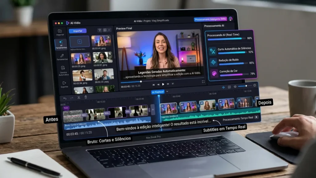 Edição de vídeos profissionais com ferramentas de inteligência artificial automáticas